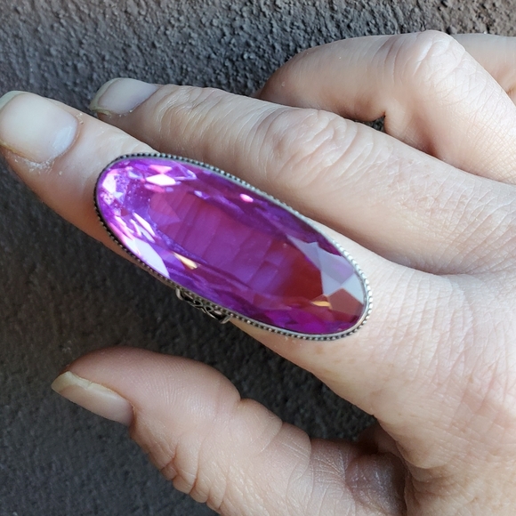 New Oversized Iolite 925 Silver Statement Ring. - Picture 4 of 16